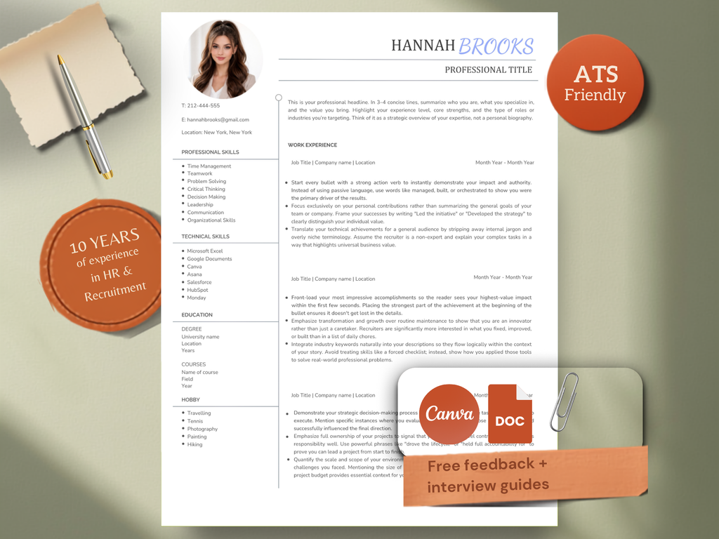 Photo Resume Template Design