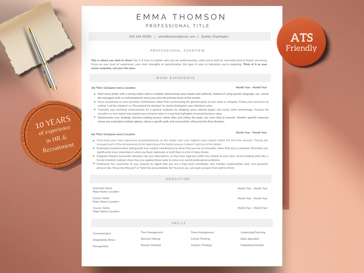 ATS Resume Template Design