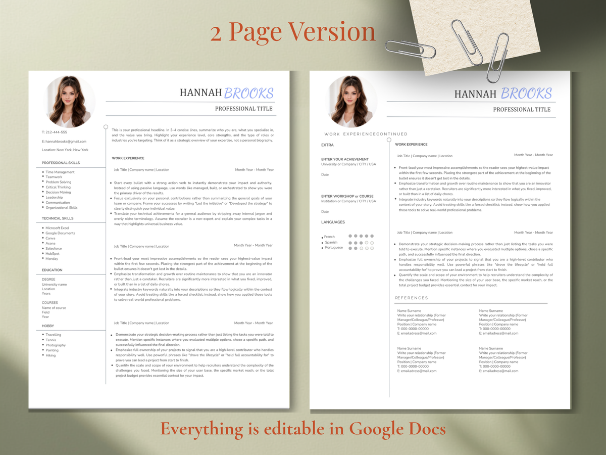 Photo Resume Template Design