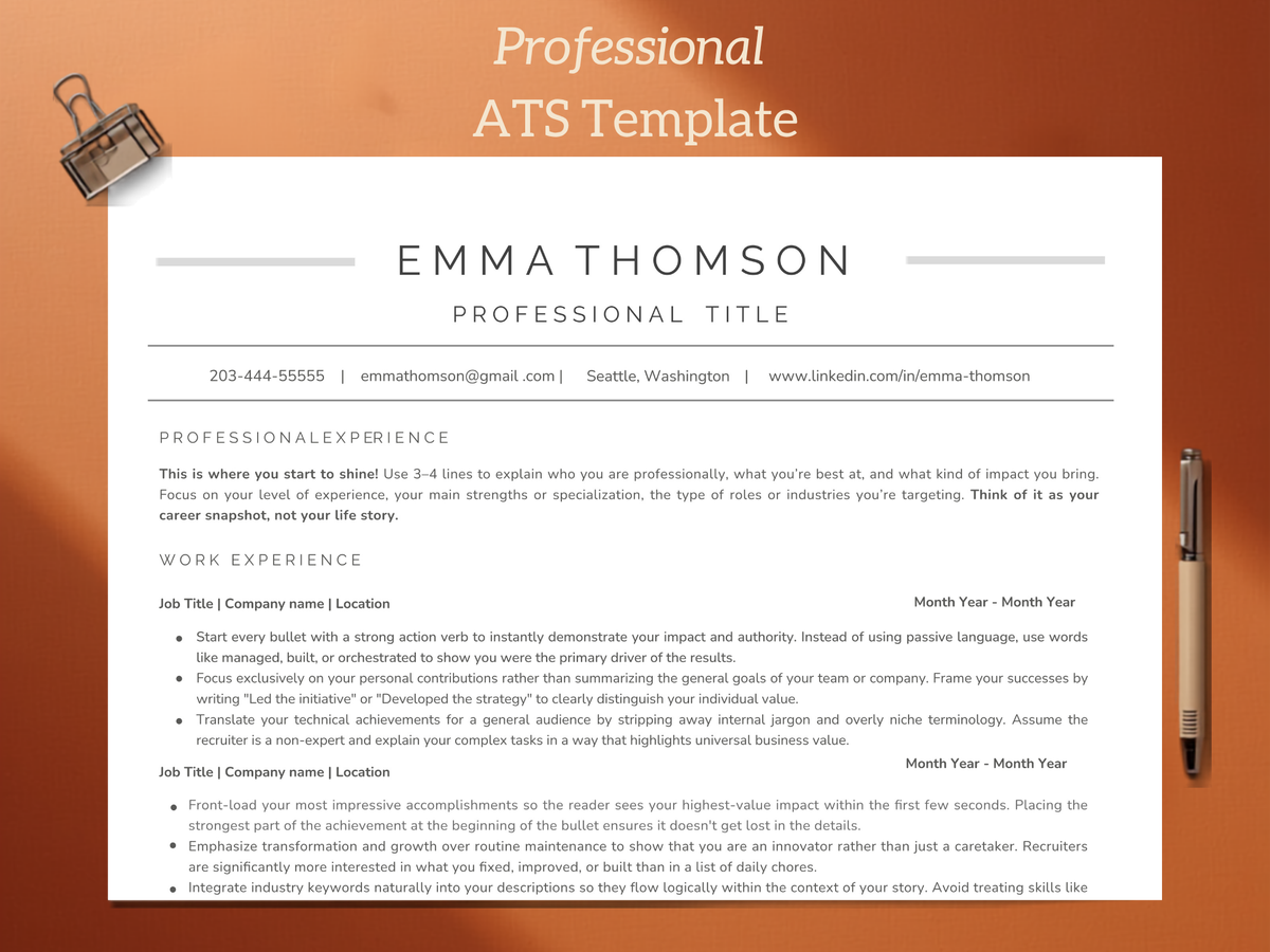 Resume Template - name and profession focused