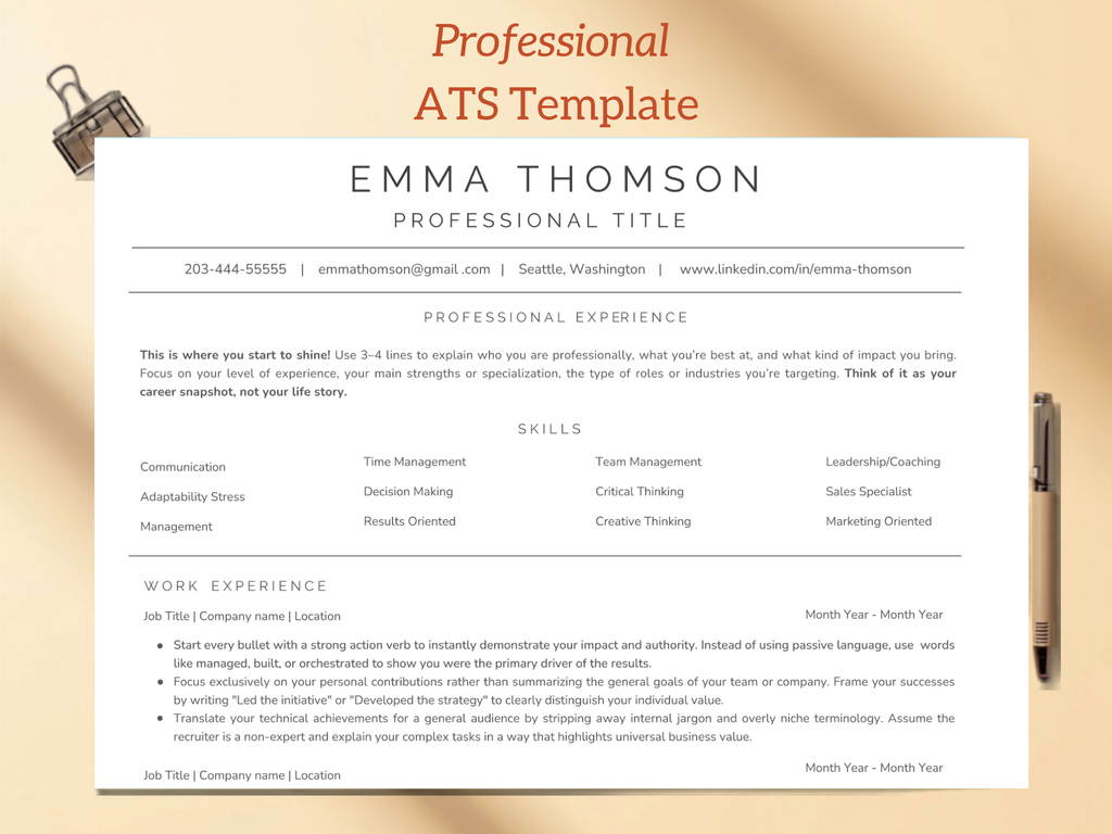 ATS Resume Template (skills first)