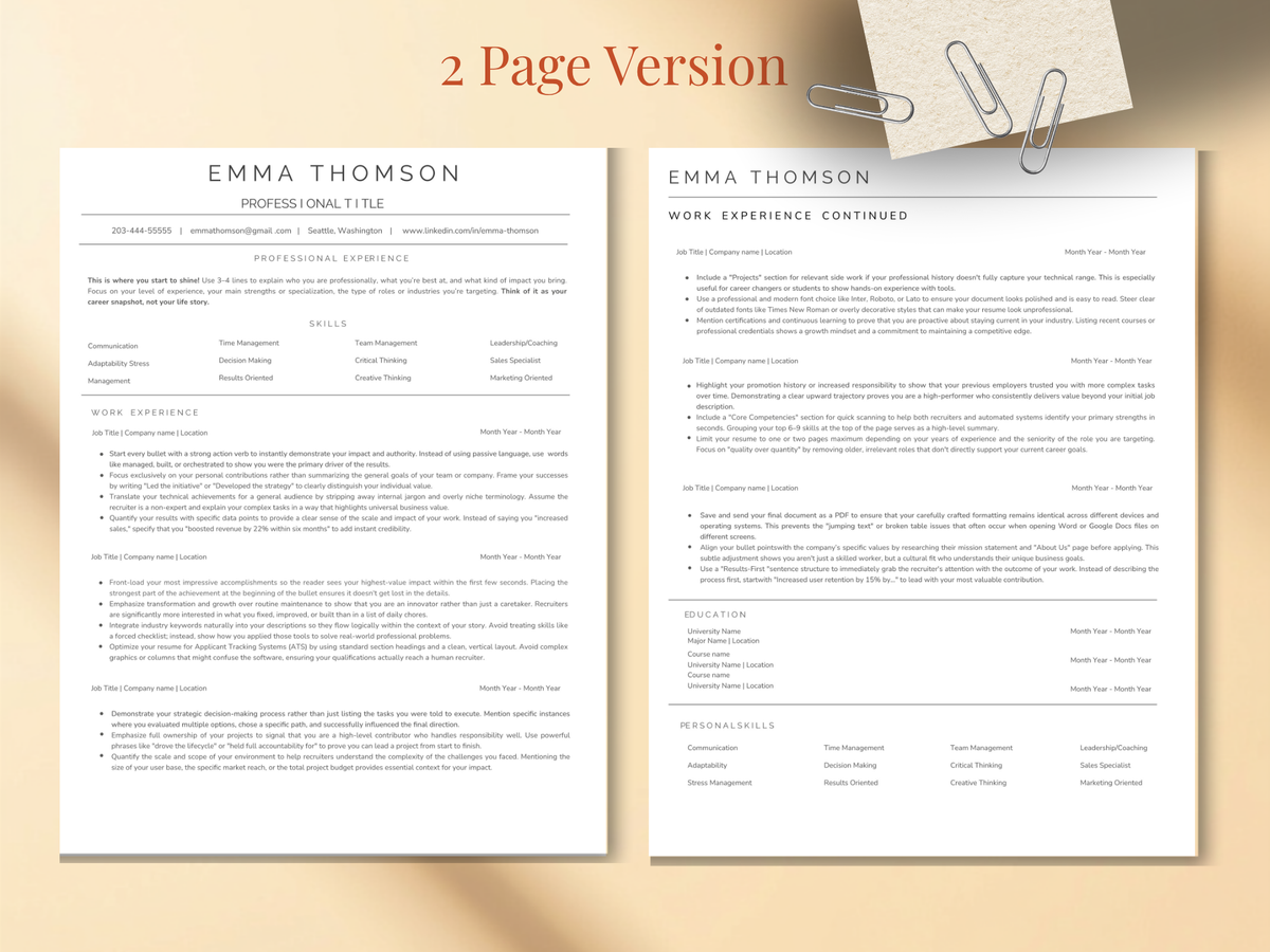ATS Resume Template (skills first)