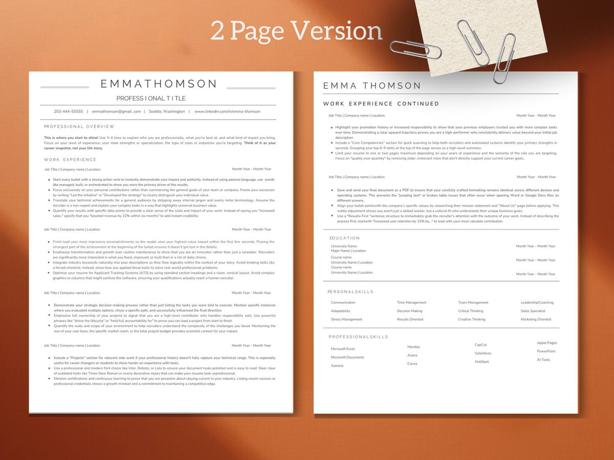 Resume Template - name and profession focused