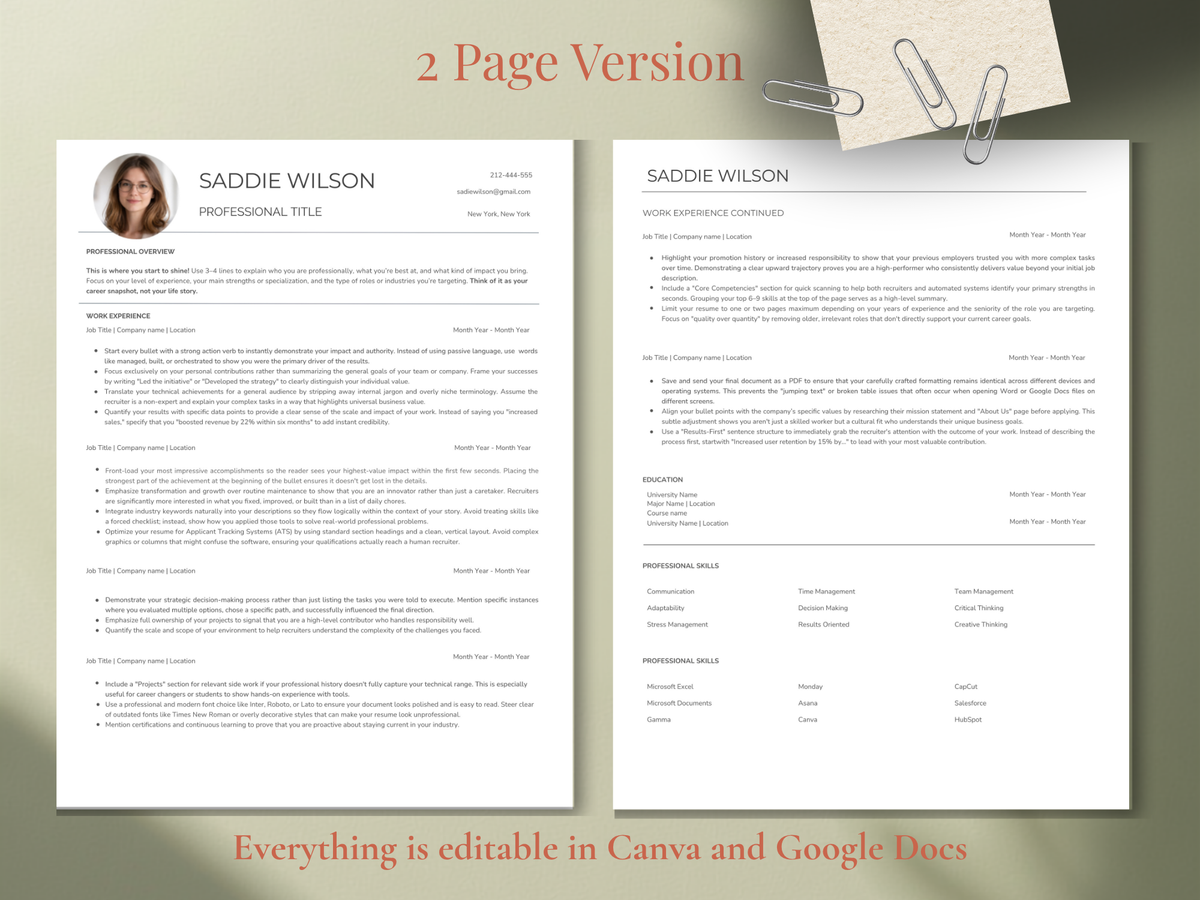 Photo Resume Template