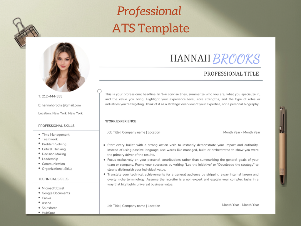 Photo Resume Template Design