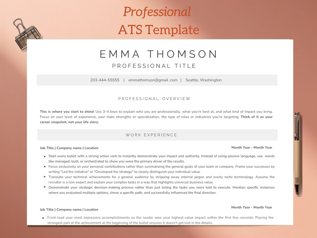 ATS Resume Template Design