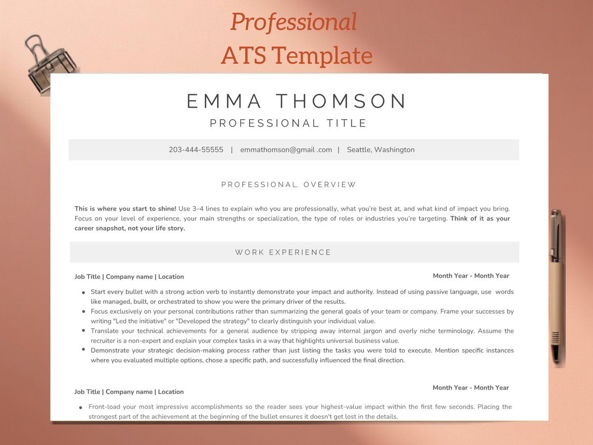 ATS Resume Template Design