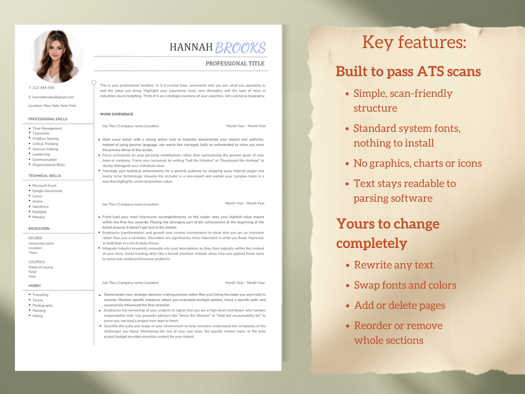Photo Resume Template Design