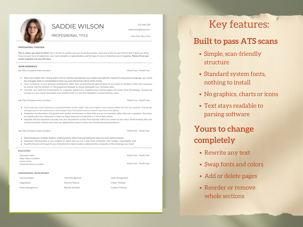 Photo Resume Template