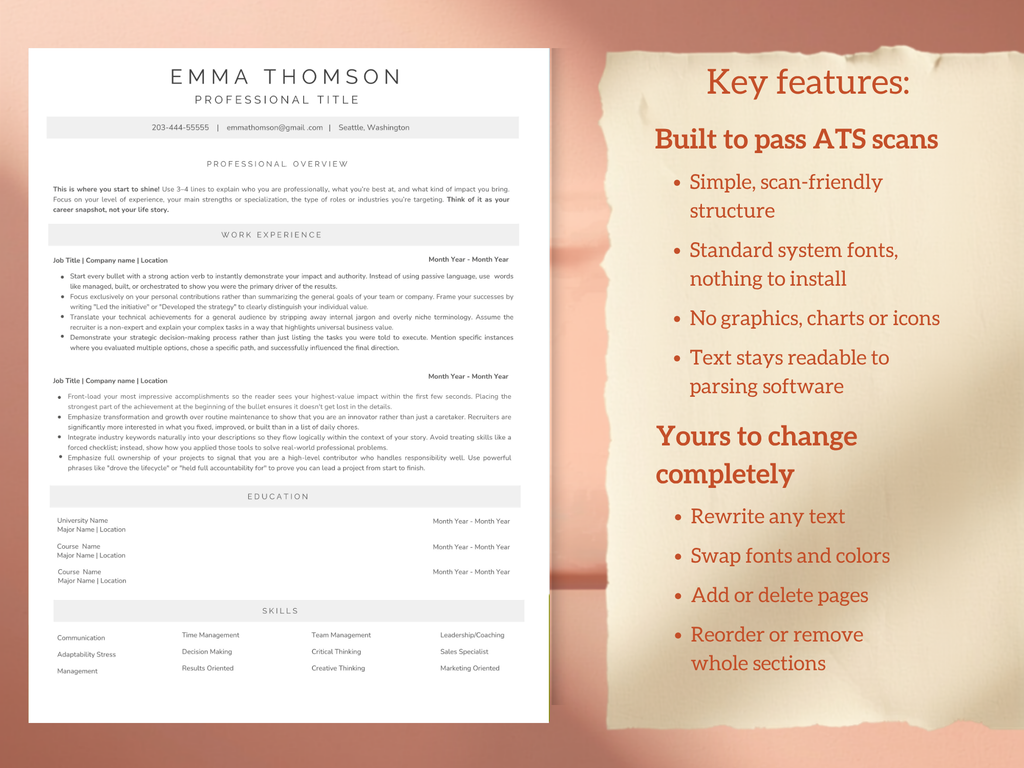 ATS Resume Template Design