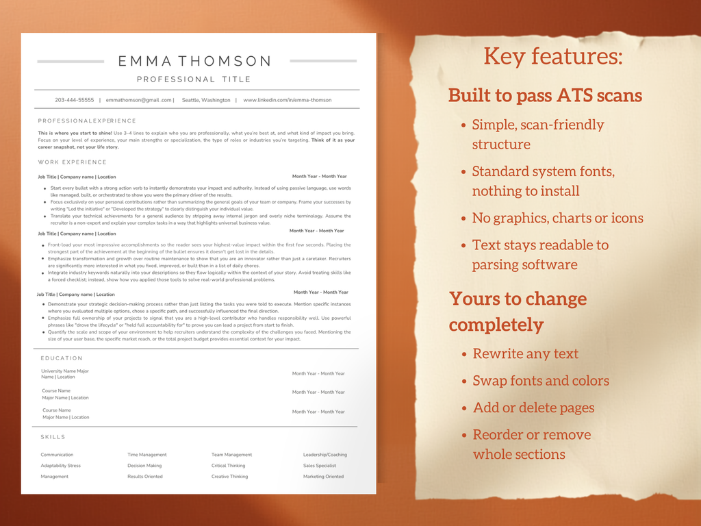 Resume Template - name and profession focused
