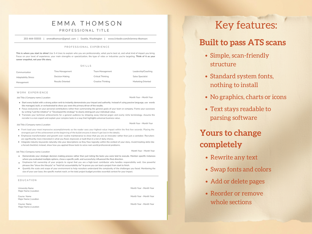 ATS Resume Template (skills first)